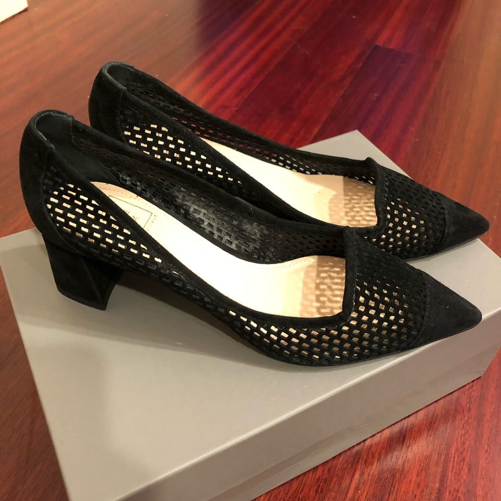 The Shoe Box Black Pointy Suede Shoe With Heel